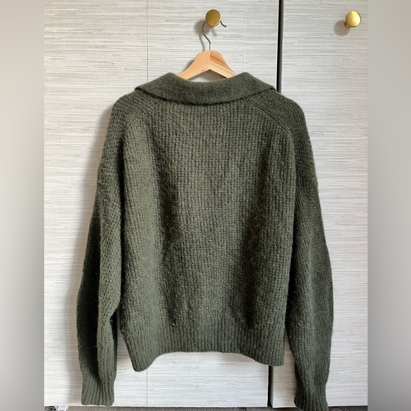 Everlane Alpaca Waffle Knit Sweater in Dark Olive - Picture 2 of 2